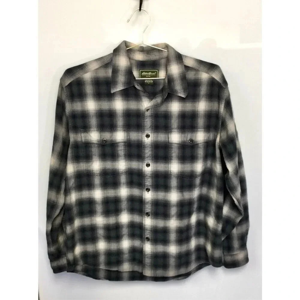 Eddie Bauer Men’s Size Large Vintage Casual Button Down Shirt Plaid Long Sleeve